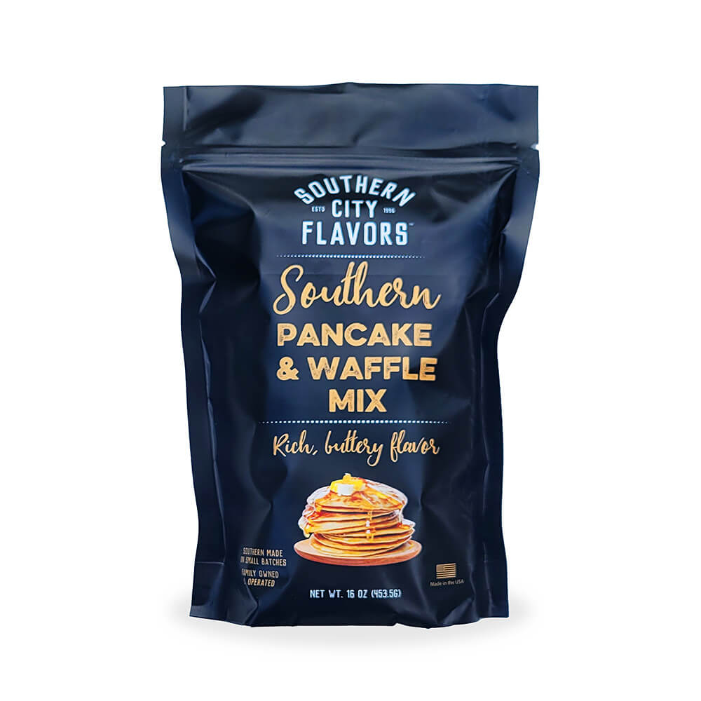 Bag of Southern City Flavors Southern Pancake & Waffle Mix on a white background